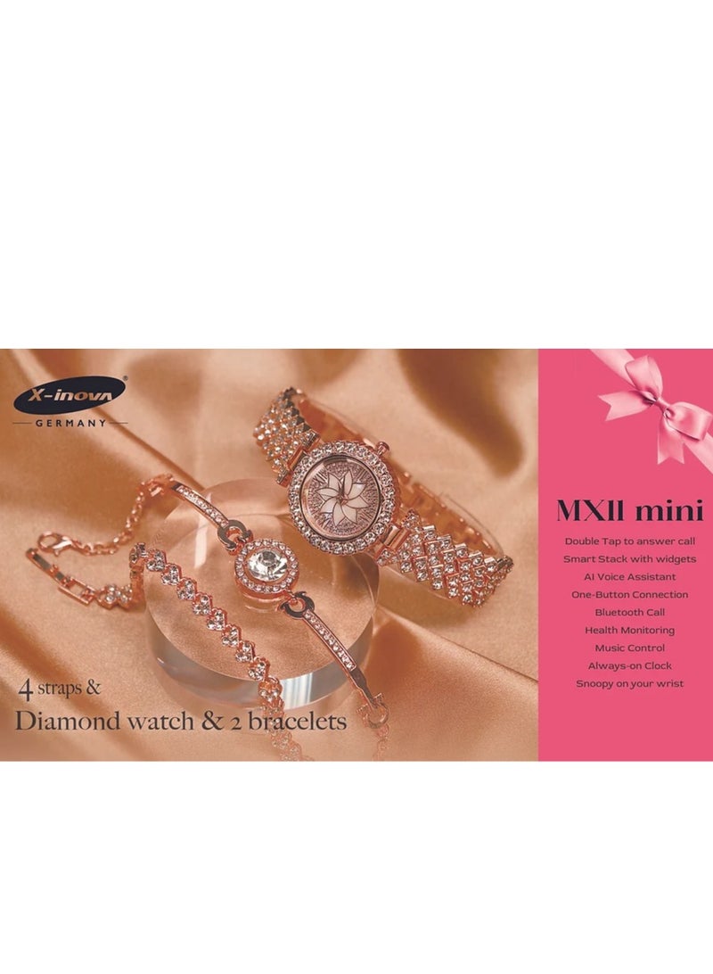 ساعة ذكية فاخرة X-Inova Germany MX11 mini بسوار متعدد الألوان - هيكل ذهبي