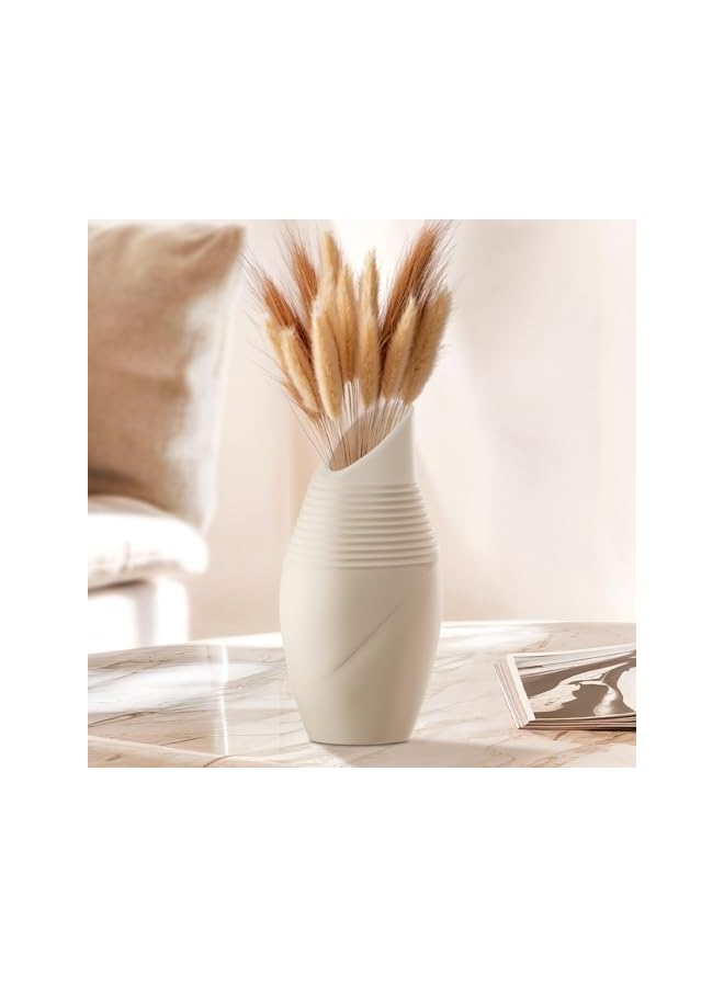 The Bros Boho Ceramic Vase Pampas Grass Vases for Home Decor with Ribbed Texture for Flowers Living Room Bedroom Shelf Decor - Image 4
