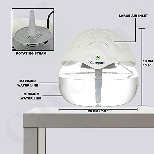 Carepure Water Base Air Purifier And Humidifier Aroma Diffuser Air Revitalizer With Monochrome Light (White - Leaf Shape) ,1.5 L - Image 2