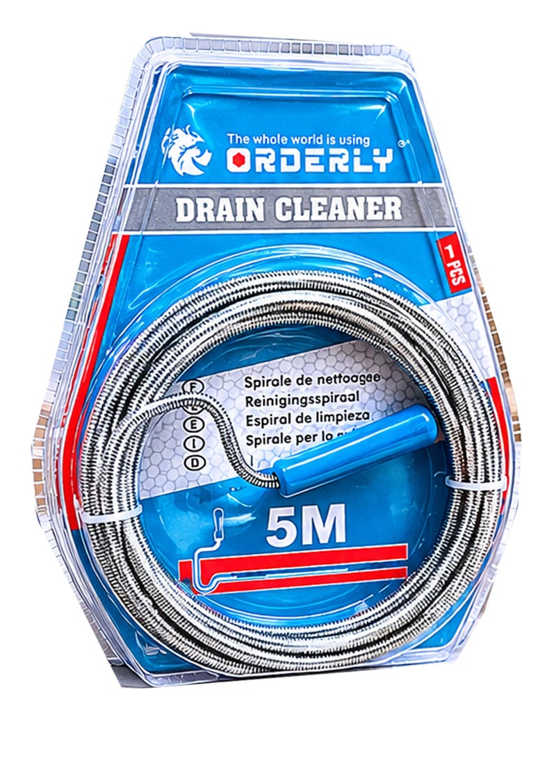 5M Drain Cleaner Snake Auger – Flexible Steel Drain Cleaning Tool with Comfortable Handle for Unclogging Kitchen Sink, Bathroom Drain, Shower Pipe and Sewer Blockages - Image 3