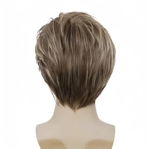 Swiking Men Wig Short Blonde Brown Layered Natural Synthetic Hair Full Wigs for Male Guy Daily Party Wear (Brown Blonde) - Image 5