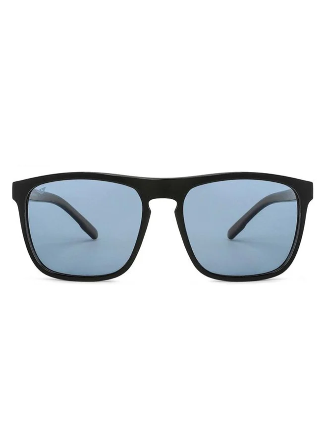 فينسينت تشيس VINCENT CHASE EYEWEAR By Lenskart | Full Rim Square Branded Latest and Stylish Sunglasses | Polarized and 100% UV Protected | Men & Women | Large | VC S13981 (Color:-Black/Lens Blue)-Pack of 1
