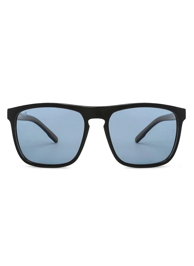 VINCENT CHASE VINCENT CHASE EYEWEAR By Lenskart | Full Rim Square Branded Latest and Stylish Sunglasses | Polarized and 100% UV Protected | Men & Women | Large | VC S13981 (Color:-Black/Lens Blue)-Pack of 1