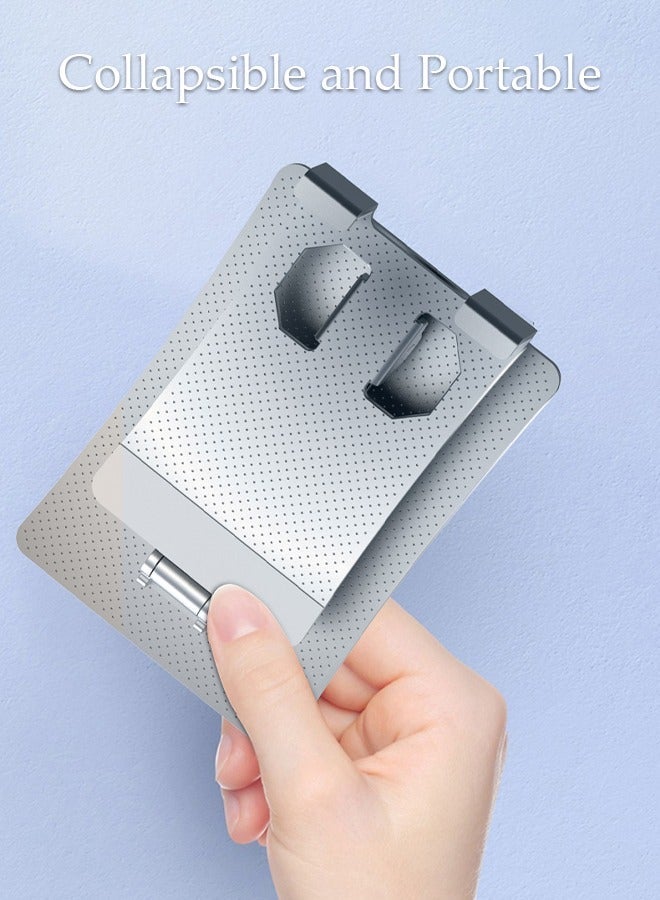 DUNISO Foldable Phone Stand for Desk Height Adjustable Cell Phone Holder Portable Cellphone Cradle Desktop Dock with 360° rotation base for iPhone iPad Smartphone - Image 4