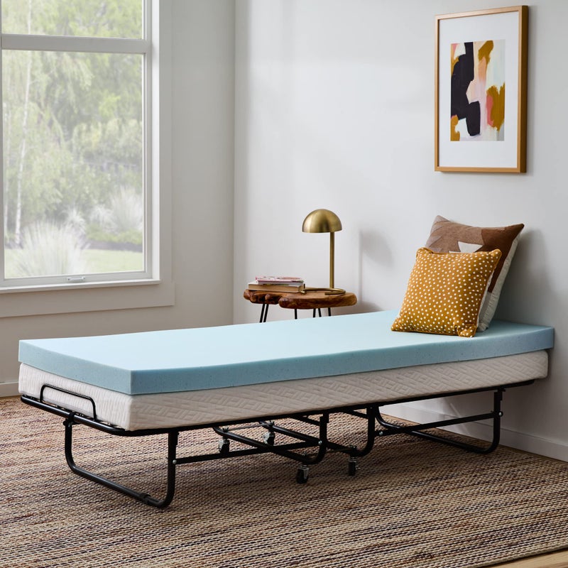 Linenspa Memory Foam Mattress Topper 3 Inch Gel Infused Memory Foam Plush Feel Cooling and Pressure Relieving CertiPUR Certified Dorm Room Essentials Small Twin Size