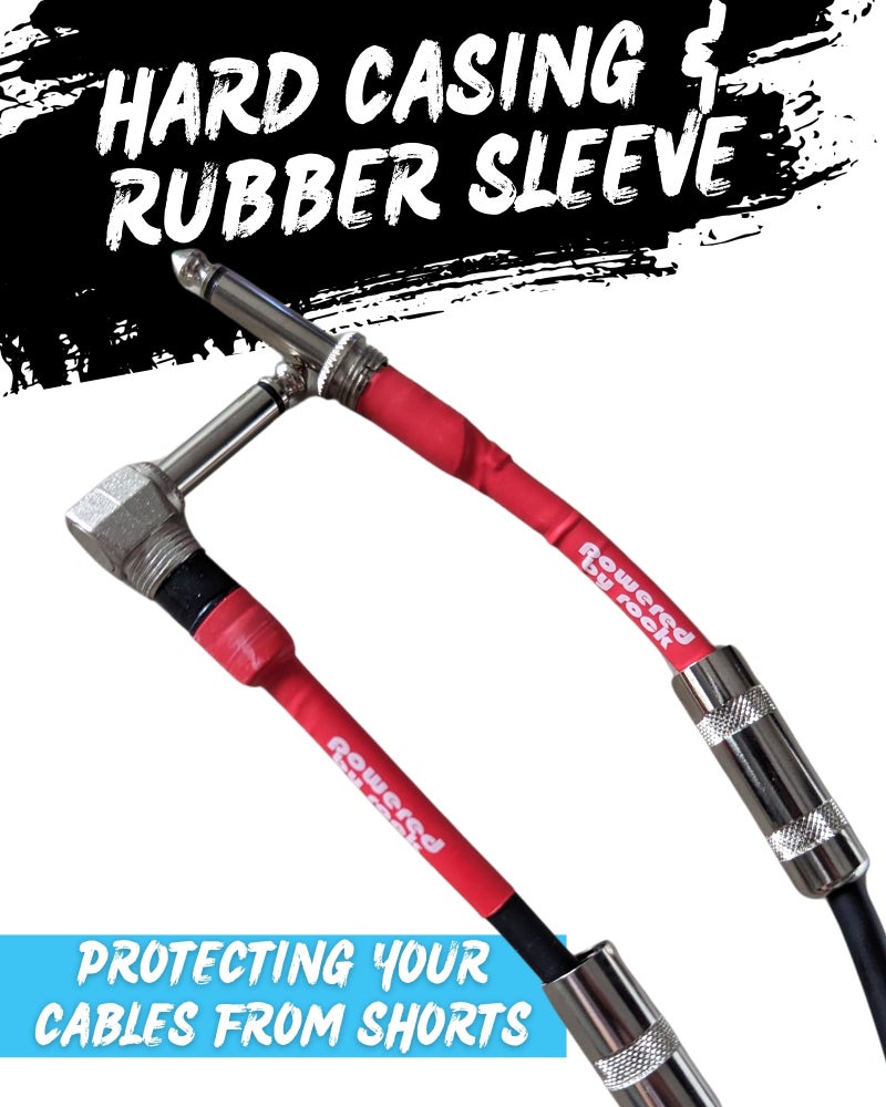 Powered By Rock 15ft Guitar Cable for Electric Guitar & Bass - Crystal Clear Instrument Cable & Tangle Free - 1/4 Inch Male to Male Inputs with a Right Angle Jack On One End to Secure Your Amp Cord - Image 4