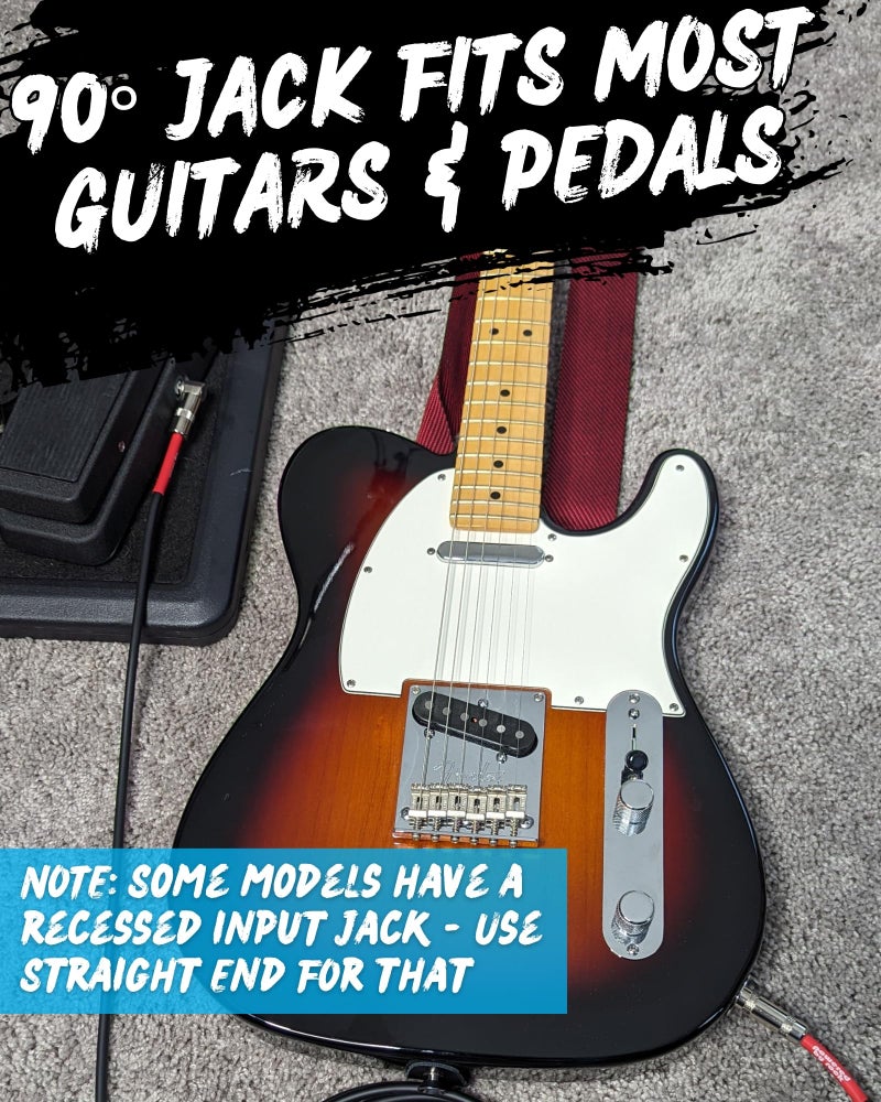 Powered By Rock 15ft Guitar Cable for Electric Guitar & Bass - Crystal Clear Instrument Cable & Tangle Free - 1/4 Inch Male to Male Inputs with a Right Angle Jack On One End to Secure Your Amp Cord - Image 5