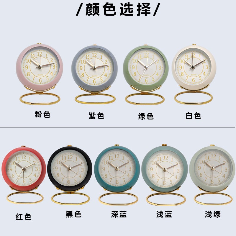 European Metal Clock Creative Silent Children'S Electronic Alarm Clock Simple Living Room Bedroom Student Luminous Quartz Clock - Image 4