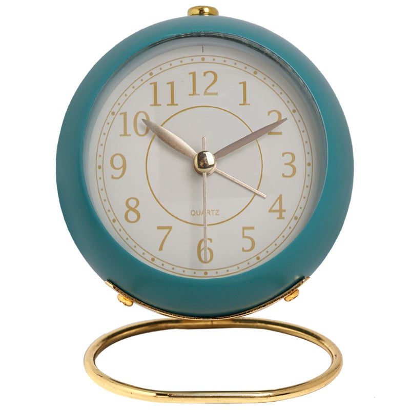 European Metal Clock Creative Silent Children'S Electronic Alarm Clock Simple Living Room Bedroom Student Luminous Quartz Clock - Image 1
