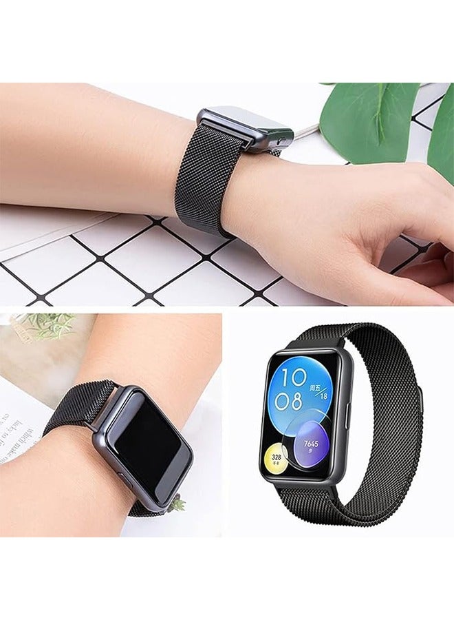 أوشن متوافق مع مجموعة ساعة ملائمة، حمالة معصم بديلة من الفولاذ المقاوم للصدأ ذات حلقة ميلانو، مجموعة ساعة ملائمة لحزام ساعة قابل للاستبدال رجال ونساء (أسود) - Image 4