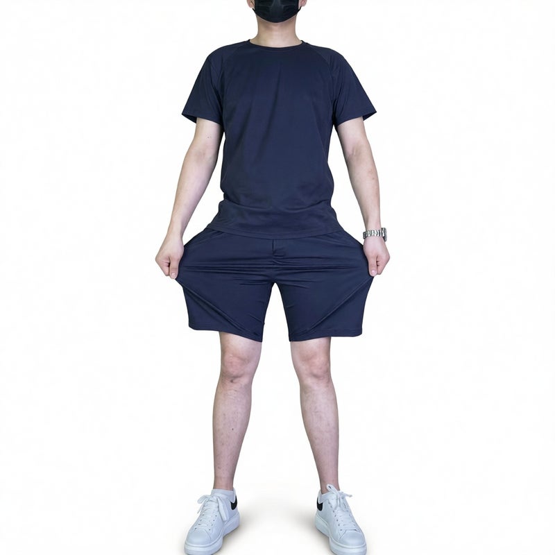 Men's Summer Ice Silk Breathable Stretch Comfortable Mesh Short Sleeve Set - Image 1