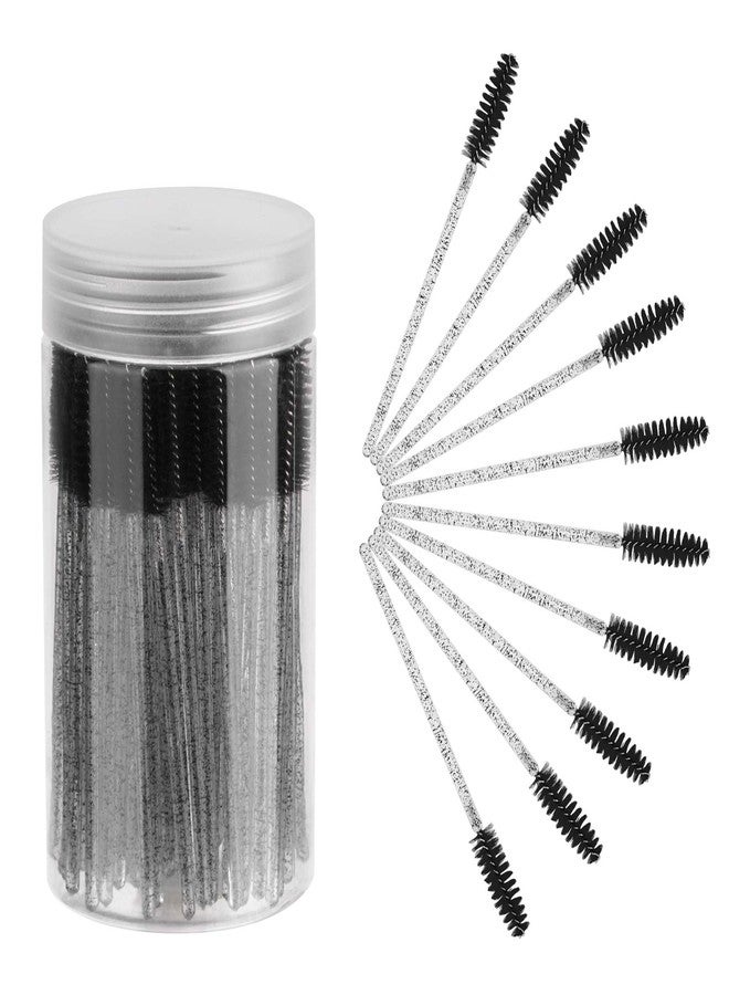 CHEFBEE 100PCS Disposable Eyelash Brush, Mascara Wands Makeup Brushes Applicators Kits for Eyelash Extensions and Eyebrow with Container (Black) - Image 1