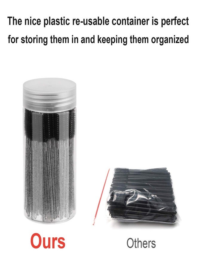 CHEFBEE 100PCS Disposable Eyelash Brush, Mascara Wands Makeup Brushes Applicators Kits for Eyelash Extensions and Eyebrow with Container (Black) - Image 4