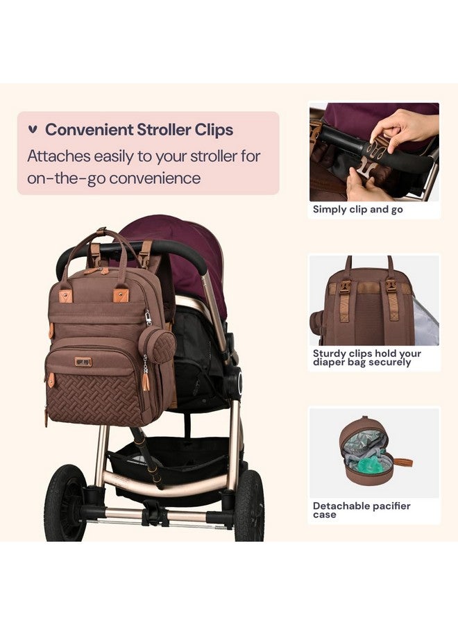 BabbleRoo Diaper Bag Backpack - Baby Essentials Travel Tote - Multi Function Waterproof Diaper Bag, Travel Essentials Baby Bag with Changing Pad, Stroller Straps & Pacifier Case - Unisex, Brown - Image 4