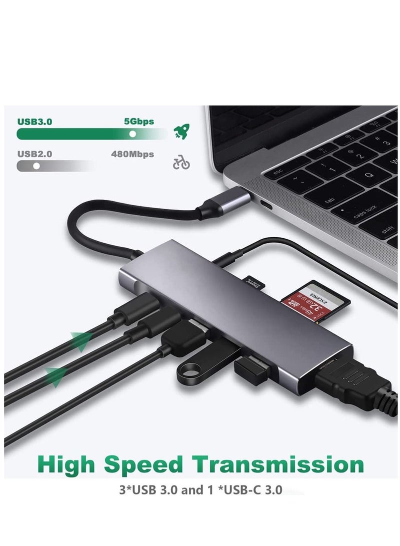 Excefore USB C Hub Adapter Multiport 9 in 1 Docking Station to HDMI with 3 Port, Audio, Tf/Sd Card Reader, 100W PD Charger, KASTWAVE USB-C Port Compatible for MacBook Laptops Type Devices - Image 2