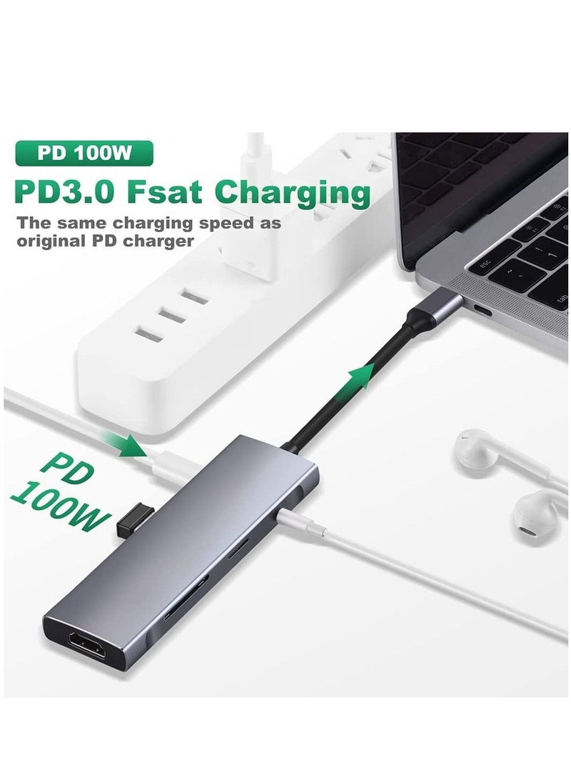 Excefore USB C Hub Adapter Multiport 9 in 1 Docking Station to HDMI with 3 Port, Audio, Tf/Sd Card Reader, 100W PD Charger, KASTWAVE USB-C Port Compatible for MacBook Laptops Type Devices - Image 3
