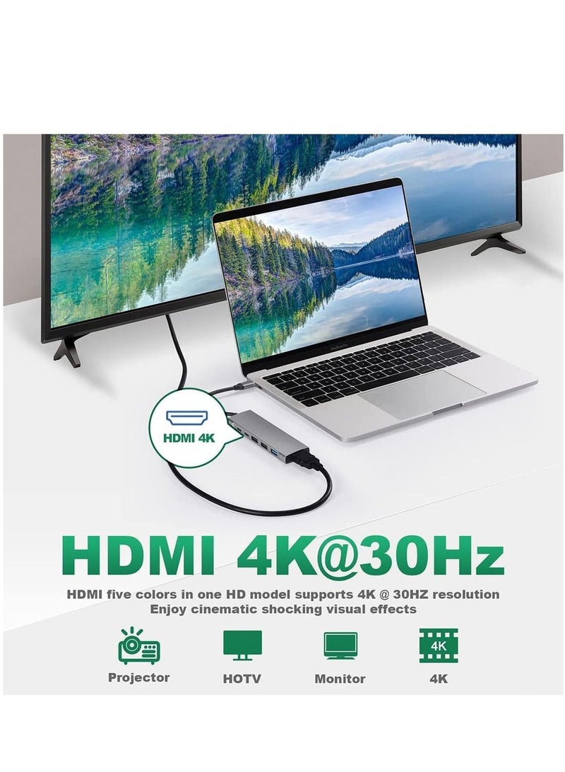 Excefore USB C Hub Adapter Multiport 9 in 1 Docking Station to HDMI with 3 Port, Audio, Tf/Sd Card Reader, 100W PD Charger, KASTWAVE USB-C Port Compatible for MacBook Laptops Type Devices - Image 4