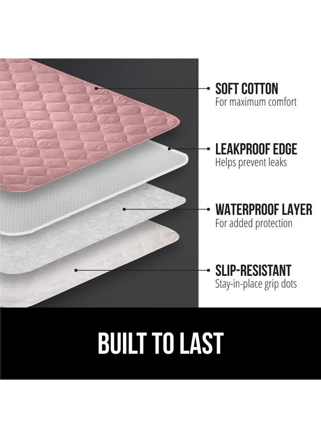 Gorilla Grip GORILLA GRIP Washable Underpads, Waterproof Reusable Heavy Absorbency Incontinence Bed Pads, Leak Proof Toddler Mattress Pad, 52x34 Slip Resistant Protector for Bedwetting, Adults and Kids, Pink  - Image 2