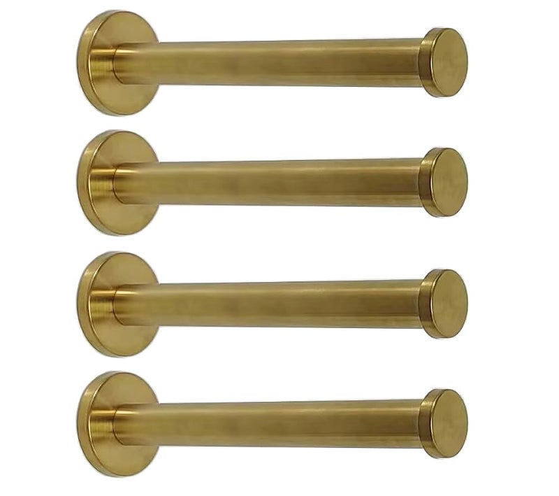 NELXULAS Golden Brushed Stainless Steel Single Heavy Duty Wall Mount Hook Bath Towel Hooks Robe Hooks Coat Hanger 4 PCS 6 inch - Image 2
