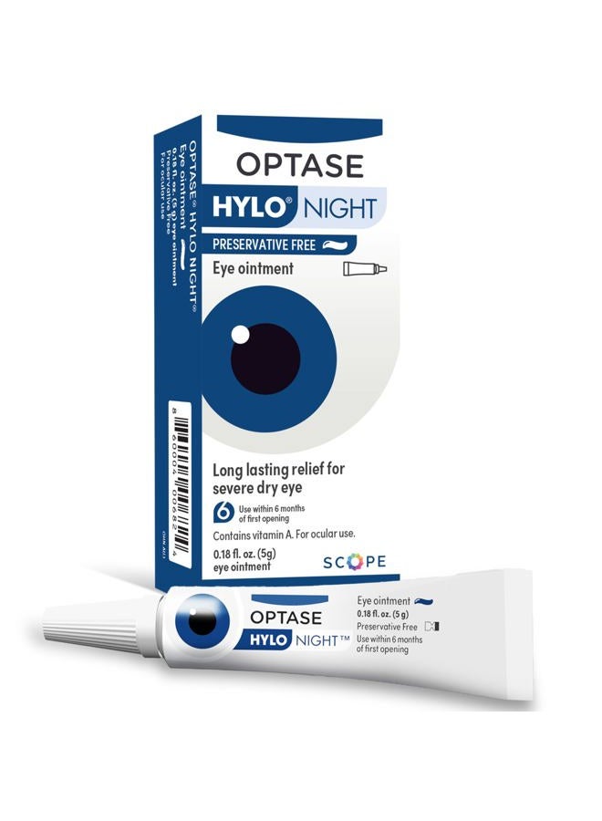 Optase HYLO Night Eye Ointment - Preservative Free Lubricant & Nighttime Eye Ointment for Blepharitis and Stye - .18 oz - Image 1