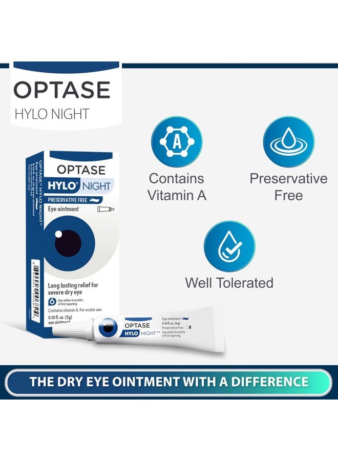 Optase HYLO Night Eye Ointment - Preservative Free Lubricant & Nighttime Eye Ointment for Blepharitis and Stye - .18 oz - Image 2