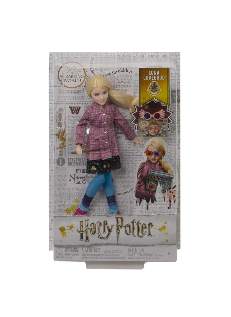 Harry Potter Luna Lovegood Collectible Doll Wearing Tweed Jacket With Quibbler  - Image 1