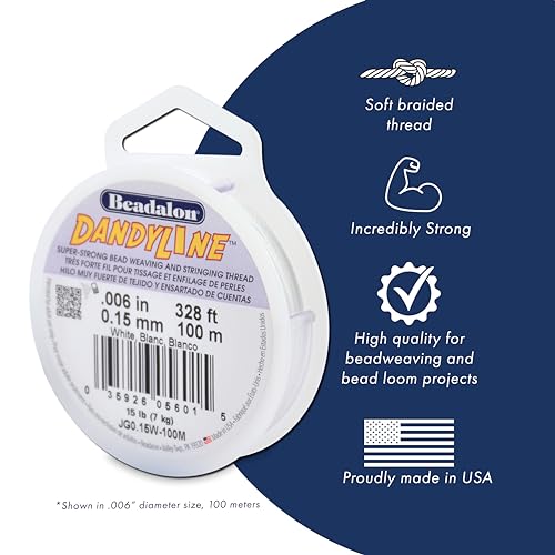 Beadalon Dandyline Bead Weaving & Stringing Thread, 0.30 mm / .012 in, Black, 25 m - Image 2