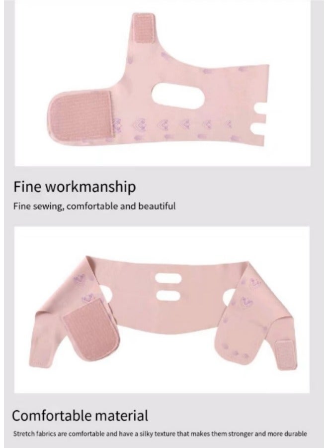 خاجول حزام تنحيف الوجه قابل للتعديل، شريط رفع الذقن على شكل حرف V للنساء، مضاد للتجاعيد ومُقلل للذقن المزدوجة، للاستخدام الليلي لشد البشرة (وردي) - Image 5