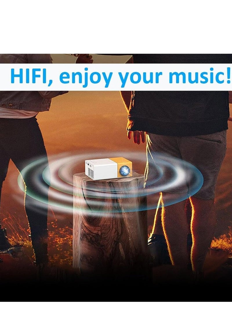 Mini Portable Projector, 1080P Full HD Video Projector Built in HIFI Speaker Compatible with HDMI, USB, Audio, TF Card, AV and Remote Control, Home Theater Movie Projector Compatible with iOS/Android