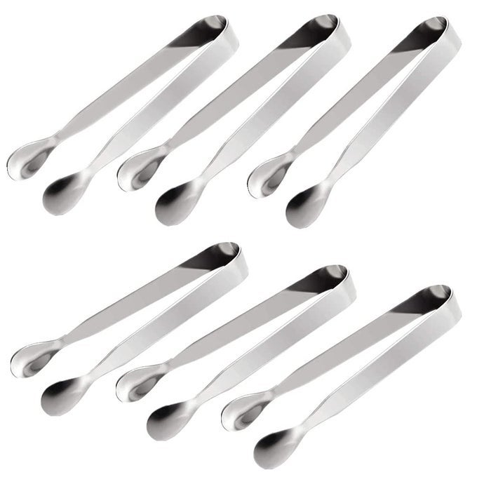 6 PACK MINI SUGAR TONGS STAINLESS STEEL ICE TONGS SMALL SERVING TONGS MULTIPURPOSE APPETIZERS TONGS FOR TEA PARTY COFFEE BAR KITCHEN BY