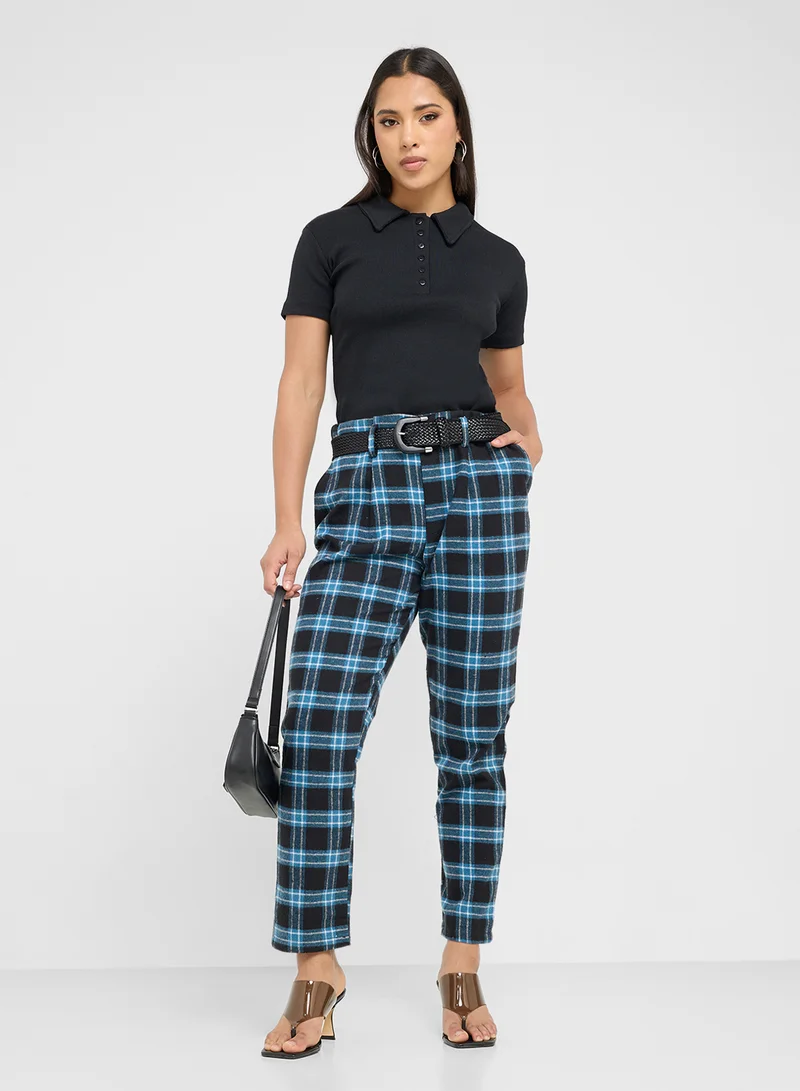 trendyol Checked Crop Pants