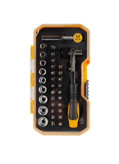 Epsilon Epsilon 34 Pieces Ratchet Set- EPSRS1574/ Versatile and Highly Durable, Includes Philips, Pozidriv, Wera Slotted, Torx, Square Bits, 9 Sockets, Coupler and Combination Wrench/ Perfect for a Wide Range of Applications/ Black and Yellow  - Image 1