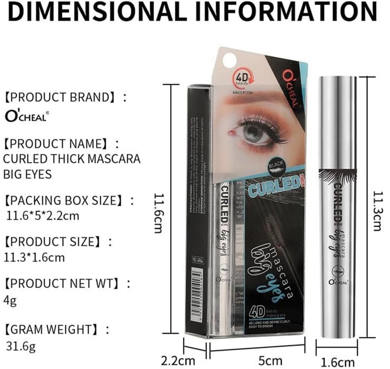 Me Now Curling Mascara Black Volumizing Lash Mascara for Lengthening, Curling and Defining Eyelashes Slim Crescent Brush Head 4g (3 Pcs) - Image 3