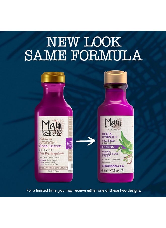 MAUI MOISTURE - Heal & Hydrate + Shea Butter Shampoo To Repair & Deeply Moisturize Tight Curly Hair With Coconut & Macademia Oils Vegan Silicone Paraben & Sulfatefree 13 Fl Oz - Image 1
