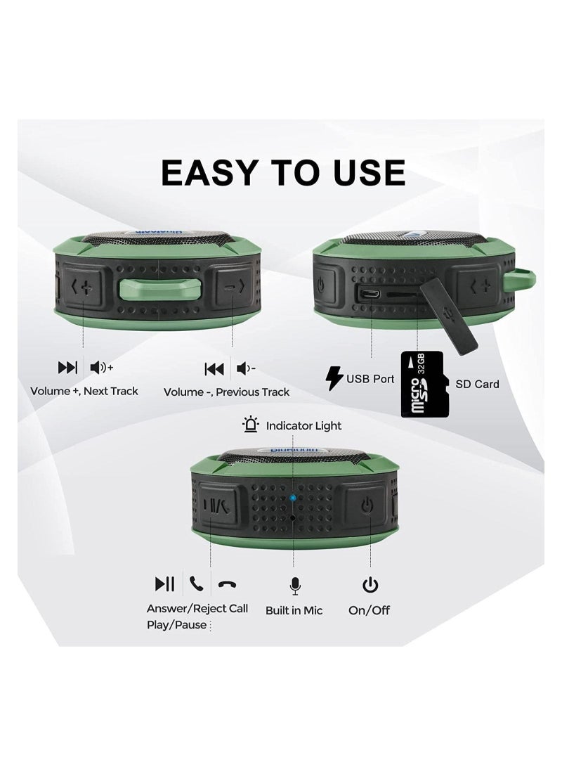 Meiyilan Outdoor Small Speaker Waterproof Mini Speaker Sports Speaker Portable TF Card Adsorbable Suction Cup Built in Microphone Bathroom Music Speaker for Sports Camping Music Playback - Image 3