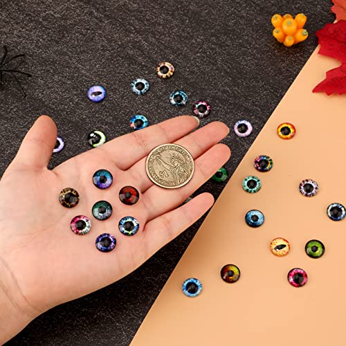 MWOOT 100 Pcs 12MM Glass Eyes Cabochon Dragon Eyes, Colorful Glass Eyes for Crafts, 50 Style Rabbit Cat Owl Bird Human Pupil Eyes for Doll Art Making Jewelry DIY Craft Halloween Easter Decoration - Image 5
