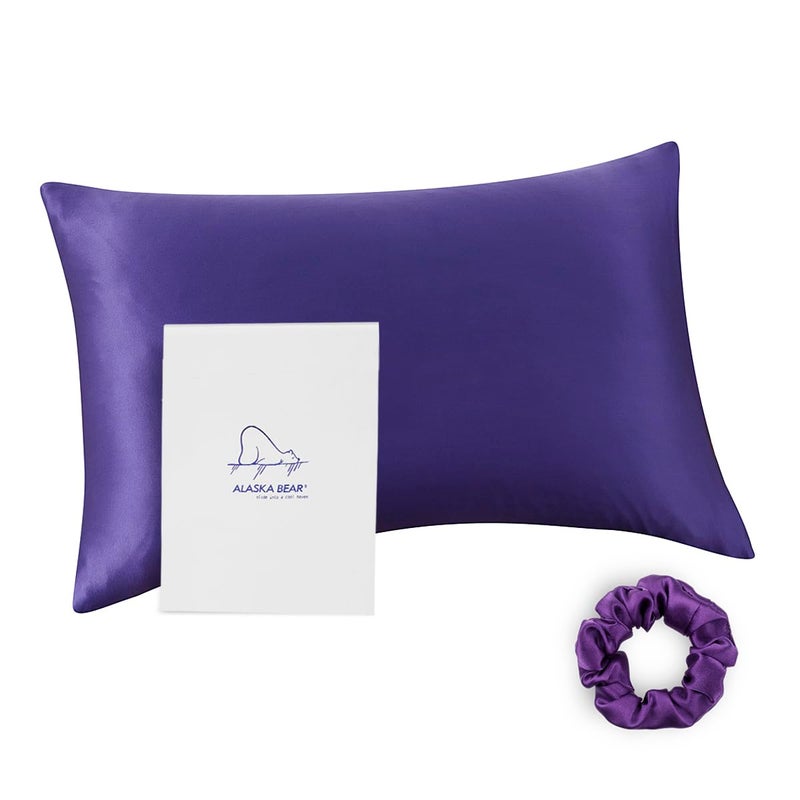 ALASKA BEAR Silk Pillowcase 100 Percent Mulberry Silk, Queen (1, Vibrant Purple) - Image 1