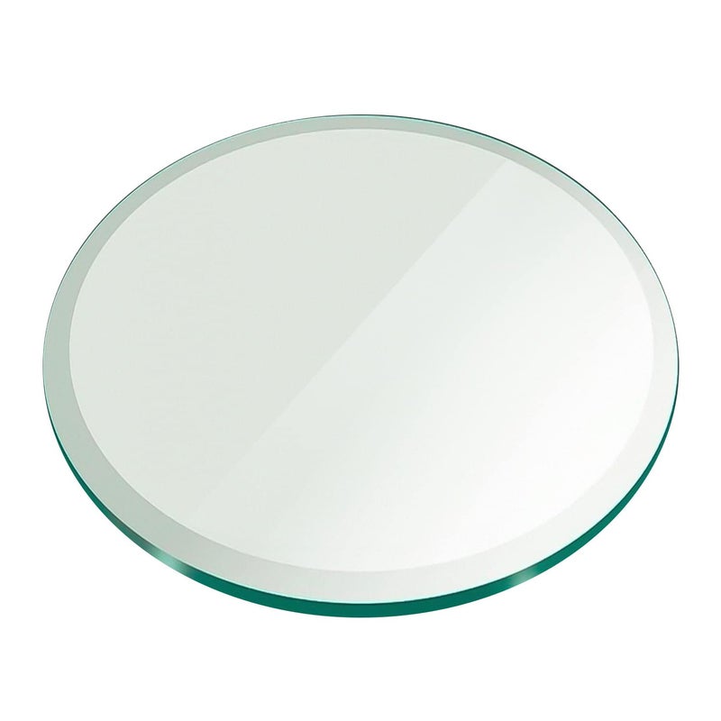 Fab Glass and Mirror 24 Inch Round Glass Table Top 12 Thick Tempered Beveled Edge by Fab Glass and Mirror