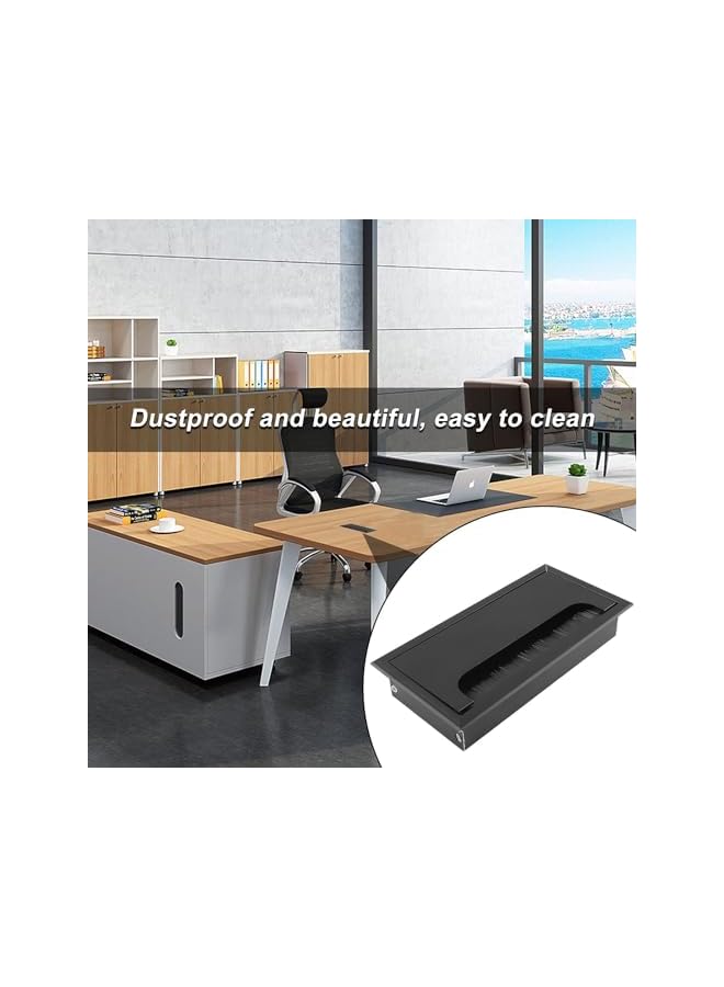 promass Desk Cable Hole Cover, 6 Pack Black Plastic Rectangle Cable, Desk Circular Cable Ring with Hole Saw, ABS Plastic Desk Port Hole Cover, Wire Organizer, Desk Grommet for Office - Image 5