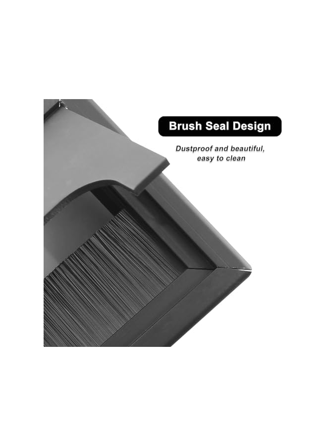 promass Desk Cable Hole Cover, 6 Pack Black Plastic Rectangle Cable, Desk Circular Cable Ring with Hole Saw, ABS Plastic Desk Port Hole Cover, Wire Organizer, Desk Grommet for Office - Image 4