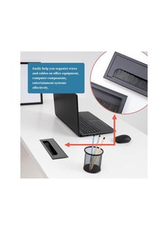 PROMASS promass Desk Cable Hole Cover, 6 Pack Black Plastic Rectangle Cable, Desk Circular Cable Ring with Hole Saw, ABS Plastic Desk Port Hole Cover, Wire Organizer, Desk Grommet for Office  - Image 3