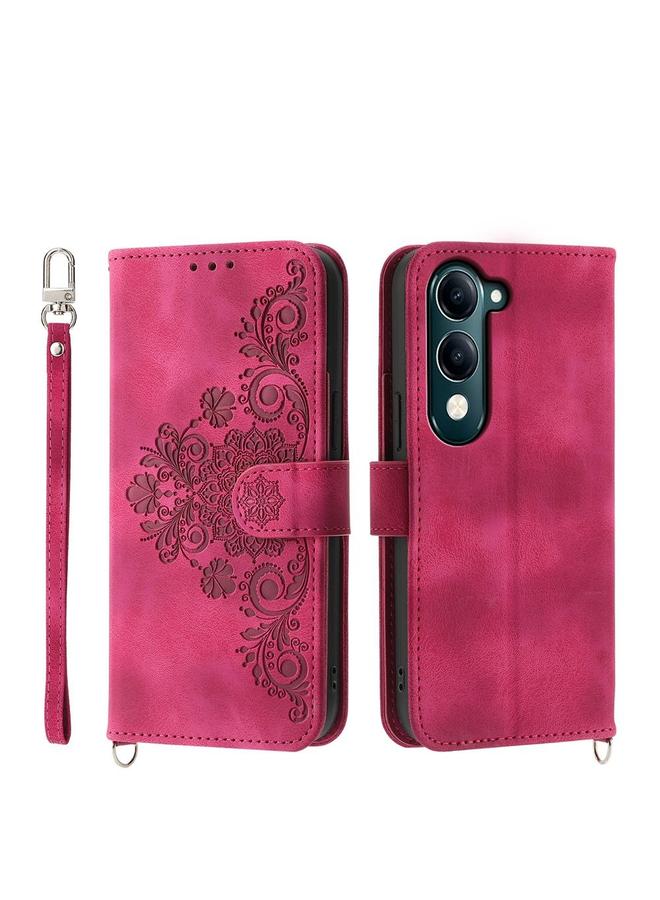 erorex Case For vivo Y29s 5G / Y04 4G Skin Feel Flowers Embossed Wallet Leather Phone Case - Image 1