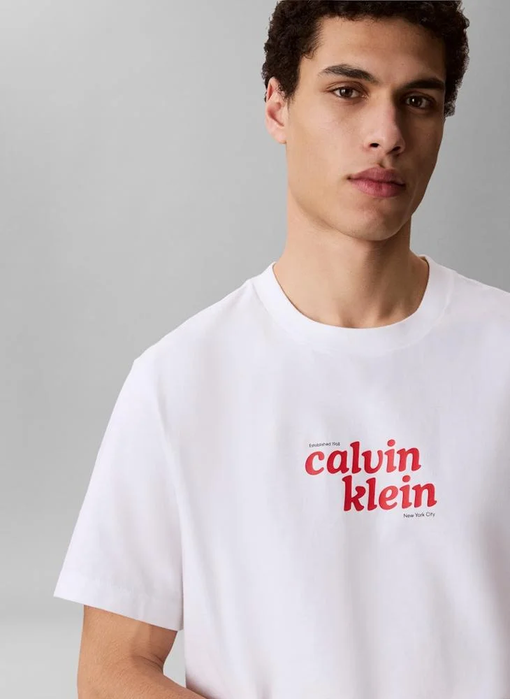Calvin Klein Jeans Bright White Relaxed Logo T-shirt for Men | Best Price UAE