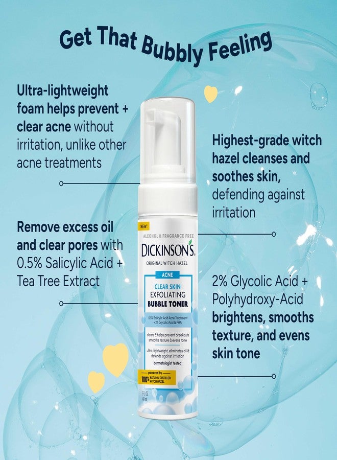 Dickinson's Dickinson’s Witch Hazel Exfoliating Bubble Toner with 0.5% Salicylic Acid, Glycolic Acid & Niacinamide | Clears Pores, Smooths Texture, Brightens Skin | Alcohol-Free, Fragrance-Free | 5 Fl Oz - Image 2