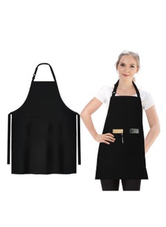 Chefs Apron for Men and Women, Top-notch Black Bib Aprons Water& Oil Resistant Chefs Apron Black Bib Aprons Kitchen Apron Premium Quality Bulk Bib Aprons Professional Chef Aprons for Cooking