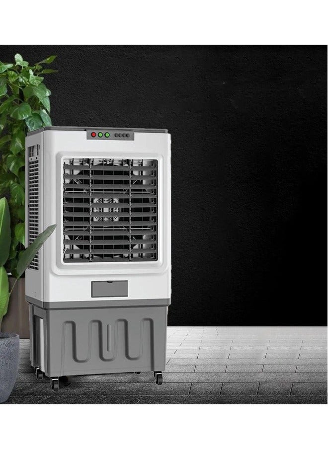 60L Desert Air Cooler Equipped with Ice Box Technology, 3 Wind Speed| Left, Right, Up and Down Swing, Ideal for Home and Office| White and Grey 250W RE-711