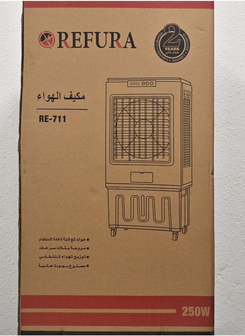 60L Desert Air Cooler Equipped with Ice Box Technology, 3 Wind Speed| Left, Right, Up and Down Swing, Ideal for Home and Office| White and Grey 250W RE-711