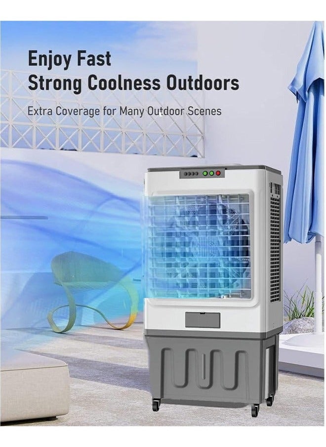 60L Desert Air Cooler Equipped with Ice Box Technology, 3 Wind Speed| Left, Right, Up and Down Swing, Ideal for Home and Office| White and Grey 250W RE-711