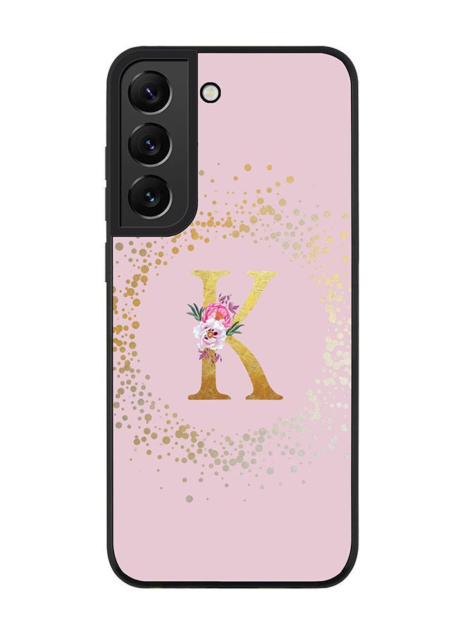 Stylizedd Rugged Black edge case for Samsung Galaxy S21 5G Slim fit Soft Case Flexible Rubber Edges TPU Gel Thin Cover - Custom Monogram Initial Letter Floral Pattern Alphabet - K (Pink) - Image 1
