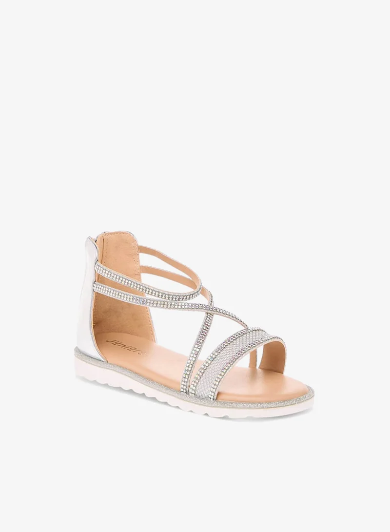 JUNIORS Girls Embellished Strappy Sandals with Zip Closure Ramadan Collection